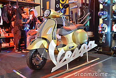 Vespa piaggio motorcycle at Ride Ph in Pasig, Philippines Editorial Stock Photo