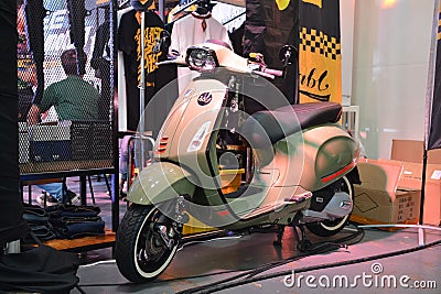 Vespa piaggio motorcycle at Ride Ph in Pasig, Philippines Editorial Stock Photo