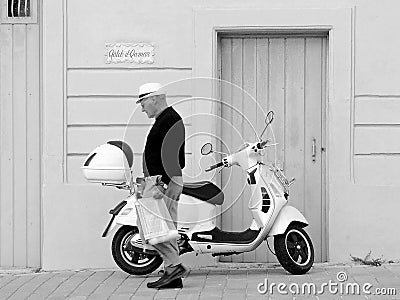 Vespa Scooter Mediterranean Street Scene Editorial Stock Photo