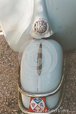 Vespa special 50 vintage Piaggio in light blue color Editorial Stock Photo