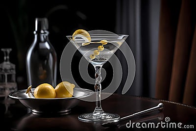 Vesper Martini Cocktail (Generative AI) Stock Photo