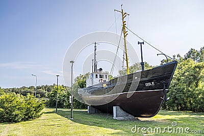 The vessel ship Dole in the Pavilosta, Latvia. It serves as a tourism object Editorial Stock Photo