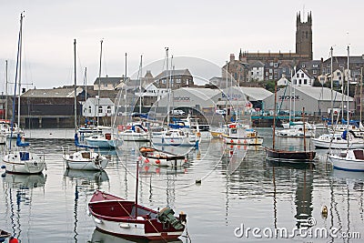 Vessels Moored in Penzance harbour UK Editorial Stock Photo