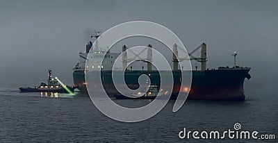 Vessels in restricted visibility Stock Photo