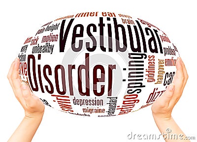 Vestibular disorder word cloud hand sphere concept Stock Photo