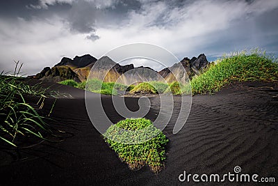 Vestrahorn Stockknes mountain range ,Batman Mountain ,Iceland Summer. Stock Photo