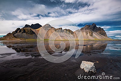 Vestrahorn Stockknes mountain range ,Batman Mountain ,Iceland Summer. Stock Photo