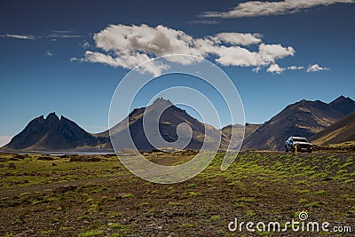 Vestrahorn Stockknes mountain range ,Batman Mountain ,Iceland Summer. Stock Photo
