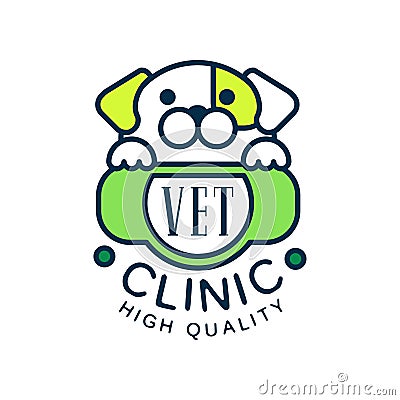 Vet clinic, high quality logo template design, green badge for company identity, label for pet clinic and animal shelter Vector Illustration