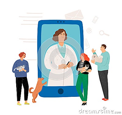 Vet consultation online Vector Illustration