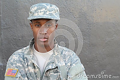 Veteran African American Soldier Isolated Stock Photo