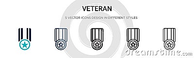 Veteran icon in filled, thin line, outline and stroke style. Vector illustration of two colored and black veteran vector icons Vector Illustration