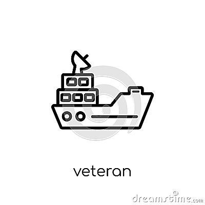 veteran icon. Trendy modern flat linear vector veteran icon on w Vector Illustration