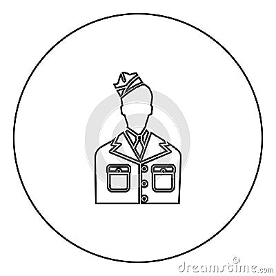 Veteran or soldier of the american army black icon in circle outline Vector Illustration