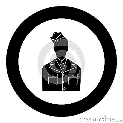 Veteran or soldier of the american army black icon in circle vector illustration Vector Illustration