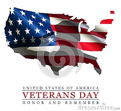 Veterans Day Art Logo American Flag USA Outline Stock Photo