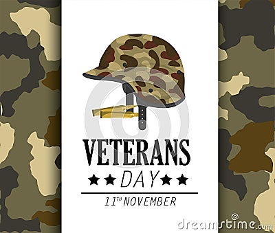 Veterans day celebration and helmet uniform Vector Illustration