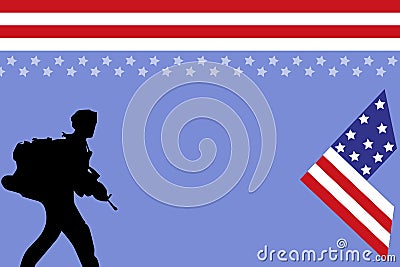 Veterans day copy space.Honoring all who served. Letter V logo with USA flag and soldiers as a symbol of veterans.flag USA design Stock Photo