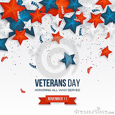 Veterans Day greeting card. Vector Illustration