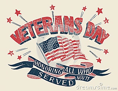 Veterans Day hand-lettering poster Vector Illustration