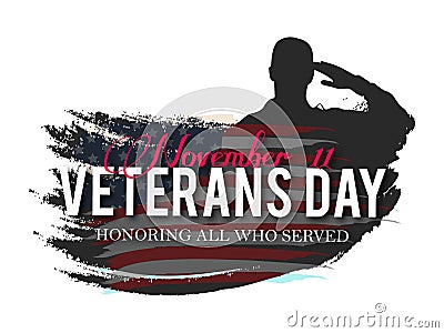 Veterans Day. Honoring all who served. Cartoon Illustration