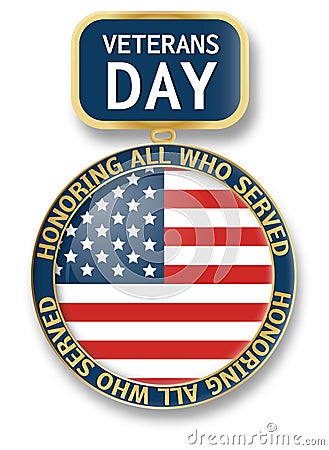 Veterans day medal icon logo, realistic style Vector Illustration