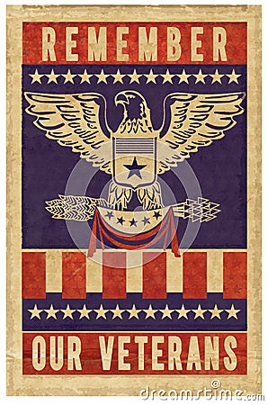 Veterans day stamp poster Stock Photo
