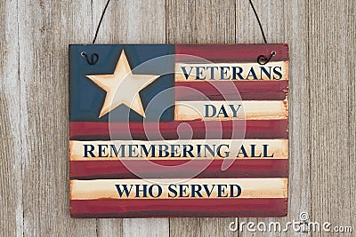 Veterans Day message on vintage sign Stock Photo