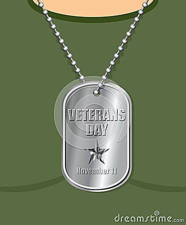 Veterans Day. Military Medallion from soldier in neck. Soldiers Vector Illustration