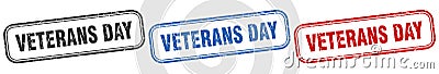 veterans day square isolated sign set. veterans day stamp. Vector Illustration