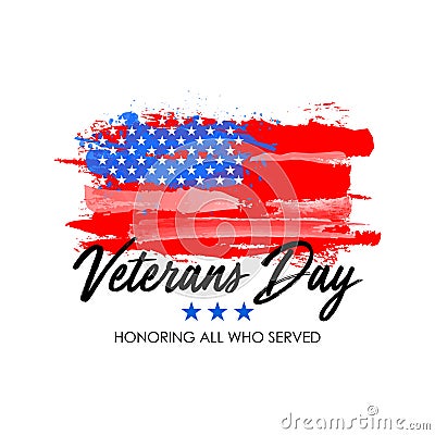 Veterans day with USA flag background. Memorial day poster design. Honoring all who served Stock Photo