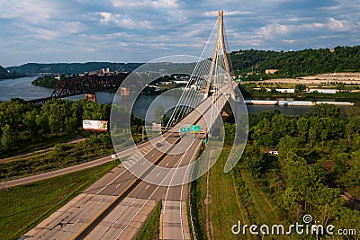 Veterans Memorial Bridge - US Route 22 - Ohio River - Weirton, West Virginia and Steubenville, Ohio Stock Photo