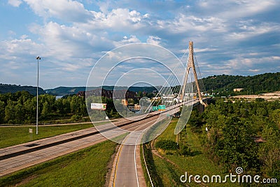 Veterans Memorial Bridge - US Route 22 - Ohio River - Weirton, West Virginia and Steubenville, Ohio Stock Photo