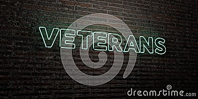 VETERANS -Realistic Neon Sign on Brick Wall background - 3D rendered royalty free stock image Stock Photo