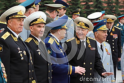 Veterans talk at ceremony of wreath laying Editorial Stock Photo