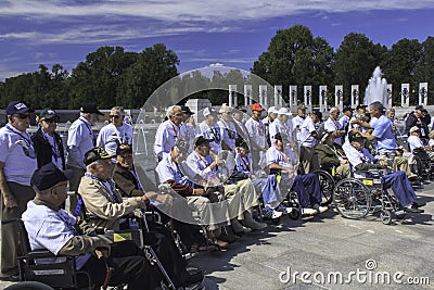 Veterans at WW II Memorial, Washington, DC Editorial Stock Photo