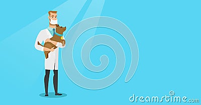 Veterinarian with dog in hands vector illustration Vector Illustration