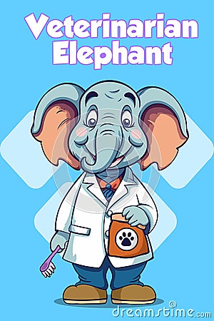 Vector Illustration, Veterinarian Elephant, Animal Clipart Vector Illustration