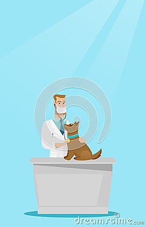 Veterinarian examining dog vector illustration. Vector Illustration