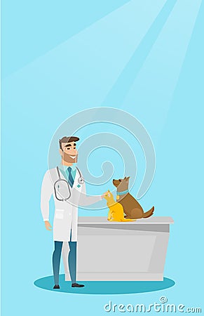 Veterinarian examining dogs vector illustration. Vector Illustration