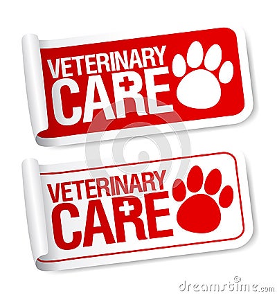 Veterinary care stickers. Vector Illustration