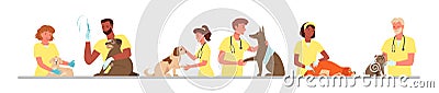 Veterinary clinic hospital, healthcare service, visit to veterinarian doctor, vet checkup Vector Illustration