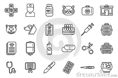 Veterinary clinic icons set outline vector. Pet dog Vector Illustration