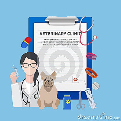 Veterinary Clinic Prescription Template Vector Illustration