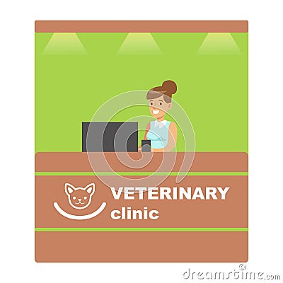 Veterinary clinic reception. Colorful cartoon character Illustration Vector Illustration