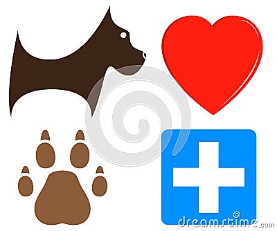 Veterinary icons for pet help Vector Illustration