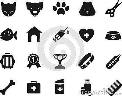 Veterinary icons set Vector Illustration