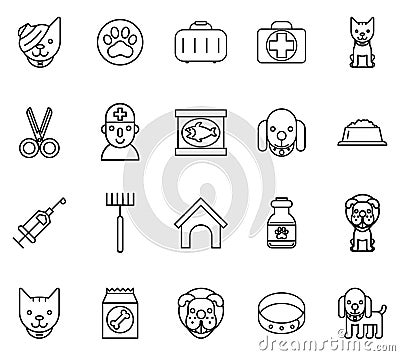 Veterinary line icons. Pets thin signs Vector Illustration