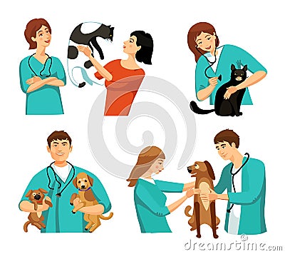 Veterinary People Set Vector Illustration