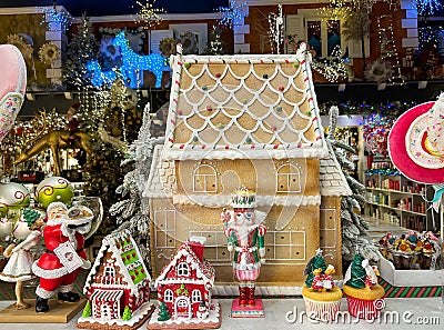 VETRALLA, ITALY -SEPTEMBER 19, 2023: Close up of beautiful houses at the interior of christmas shop Editorial Stock Photo